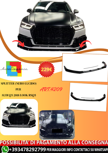 💫ART.4209 Splitter (Nero lucido) per Audi Q5 2018 look RSQ5💫