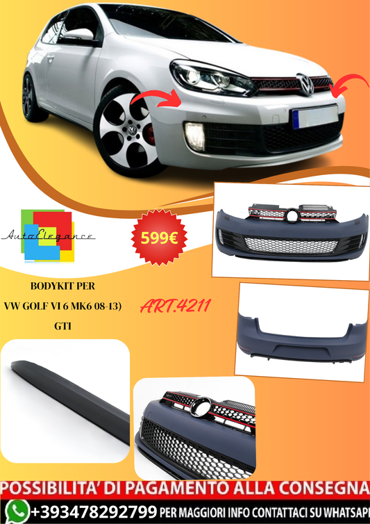 💫ART.4211 BodyKit adatto per VW Golf VI 6 Mk6 (2008-2013) GTI Design💫