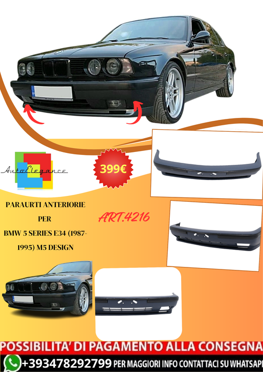 💫ART.4216 Paraurti Anteriore adatto per BMW 5 Series E34 (87-95) M5 Design💫