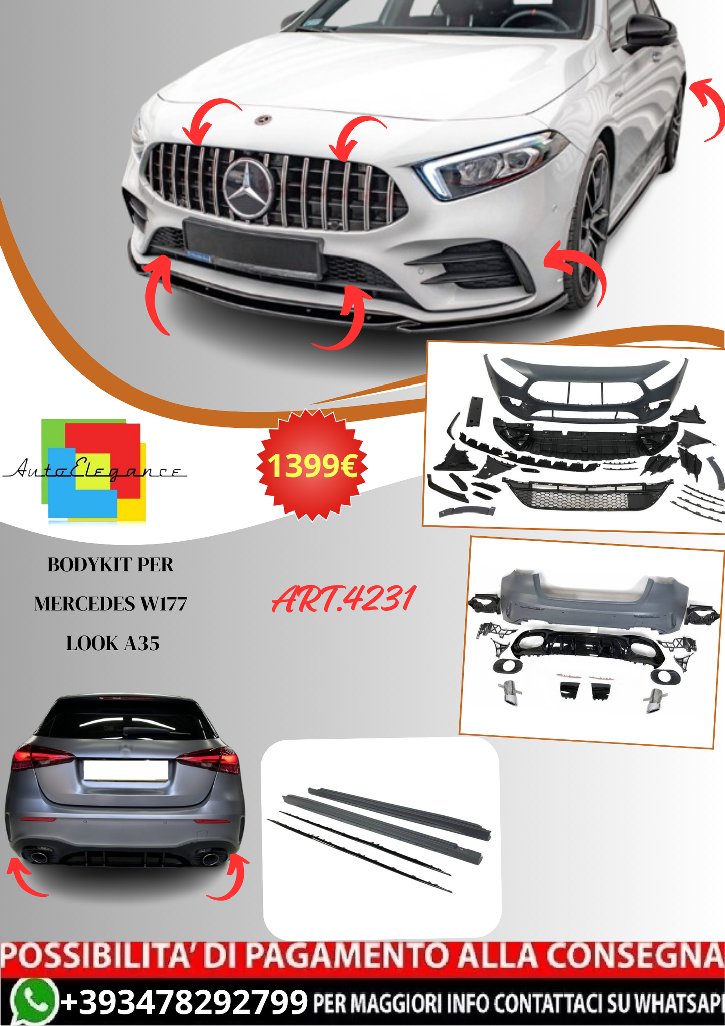 💫ART.4231  Bodykit adatto per  Mercedes W177 Look A35💫