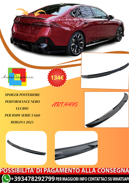 💫ART.4495 Spoiler Posteriore Performance Nero Lucido per BMW Serie 5 G60 2023💫
