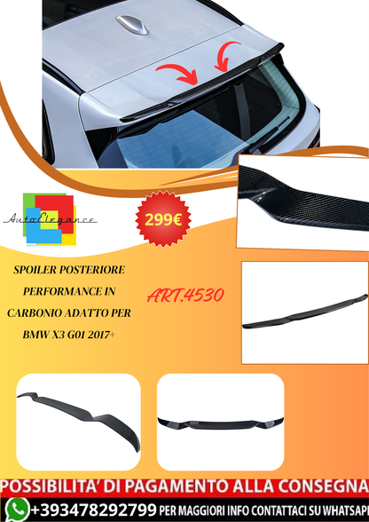 💫ART.4530 Spoiler Posteriore Performance in Carbonio adatto per BMW G01 2017+💫