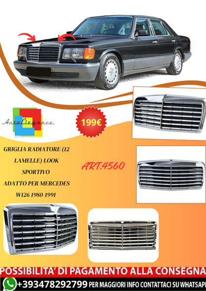 💫ART.4560 Griglia Radiatore (12 Lamelle) look Sportivo per M.Benz W126 80-91💫