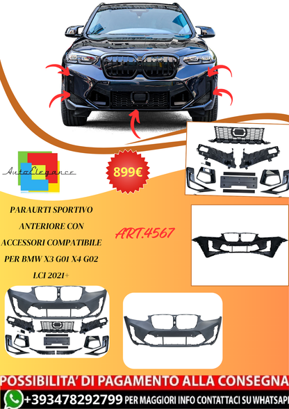 💫ART.4567 Paraurti Sportivo Anteriore e accessori compatibile per BMW G01 G02💫