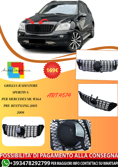 💫ART.4574 Griglia Radiatore Sportiva (Nera Lucida) per Mercedes ML W164 05-08💫