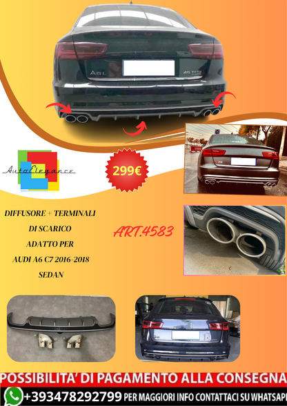 💫ART.4583 Diffusore + Terminali di Scarico adatto per Audi A6 C7 2016-2018💫