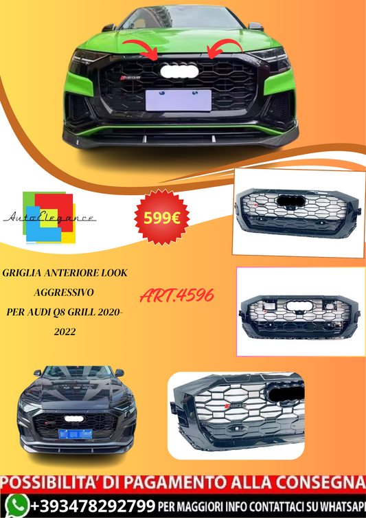 💫ART.4596 Griglia Anteriore Look Aggressivo per Audi Q8 Grill 2020-2022💫
