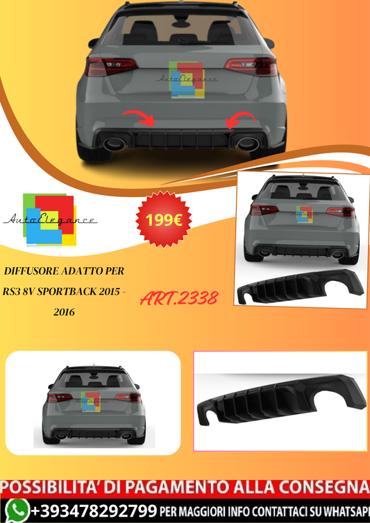 💫ART.2338 DIFFUSORE ADATTO PER RS3 8V SPORTBACK 2015 - 2016💫