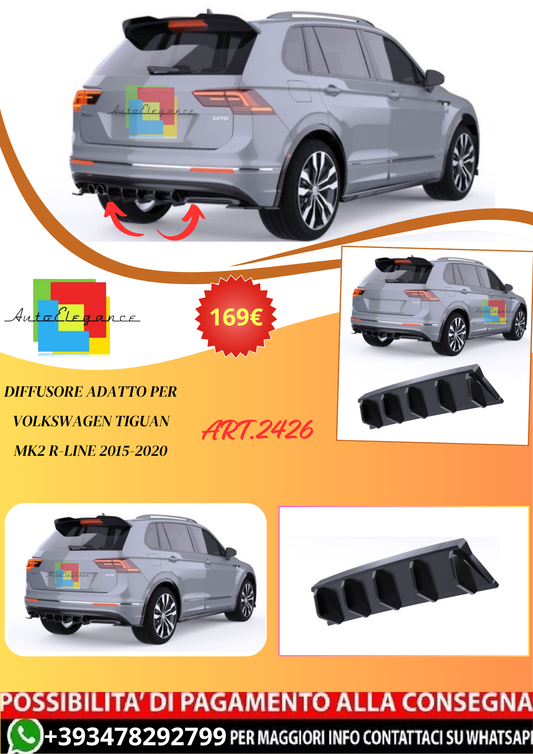 💫ART.2426 DIFFUSORE ADATTO PER VOLKSWAGEN TIGUAN MK2 R-LINE 2015-2020💫