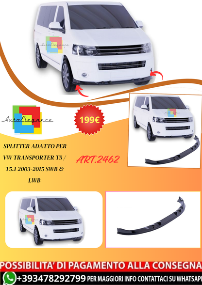 💫ART.2462 SPLITTER ADATTO PER VW TRANSPORTER T5 / T5.1 2003-2015 SWB & LWB💫