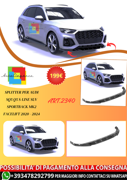 💫ART.2340 SPLITTER PER AUDI SQ5 Q5 S-LINE SUV SPORTBACK MK2 FACELIFT 20 - 24💫