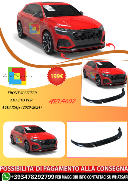 💫ART.4602 Front Splitter adatto per Audi RSQ8 (2020-2024)💫