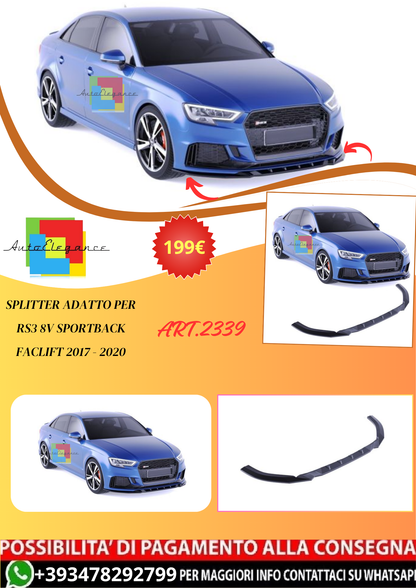 💫ART.2339 SPLITTER ADATTO PER RS3 8V SPORTBACK FACLIFT 2017 - 2020💫