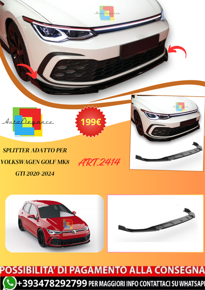 💫ART.2414 SPLITTER ADATTO PER VOLKSWAGEN GOLF MK8 GTI 2020-2024💫