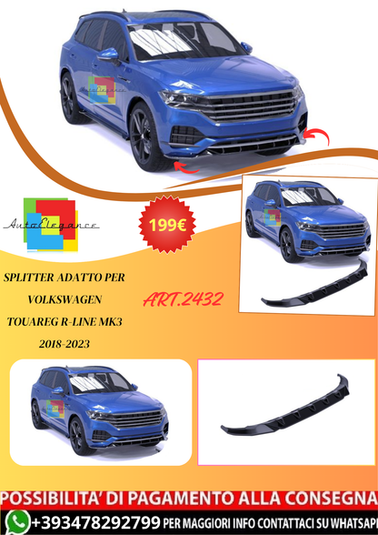 💫ART.2432 SPLITTER ADATTO PER VOLKSWAGEN TOUAREG R-LINE MK3 2018-2023💫