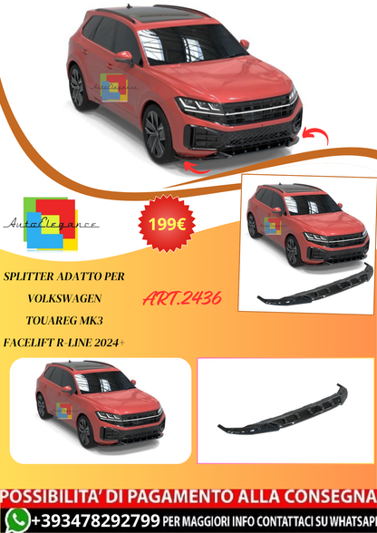 💫ART.2436 SPLITTER ADATTO PER VOLKSWAGEN TOUAREG MK3 FACELIFT R-LINE 2024+💫