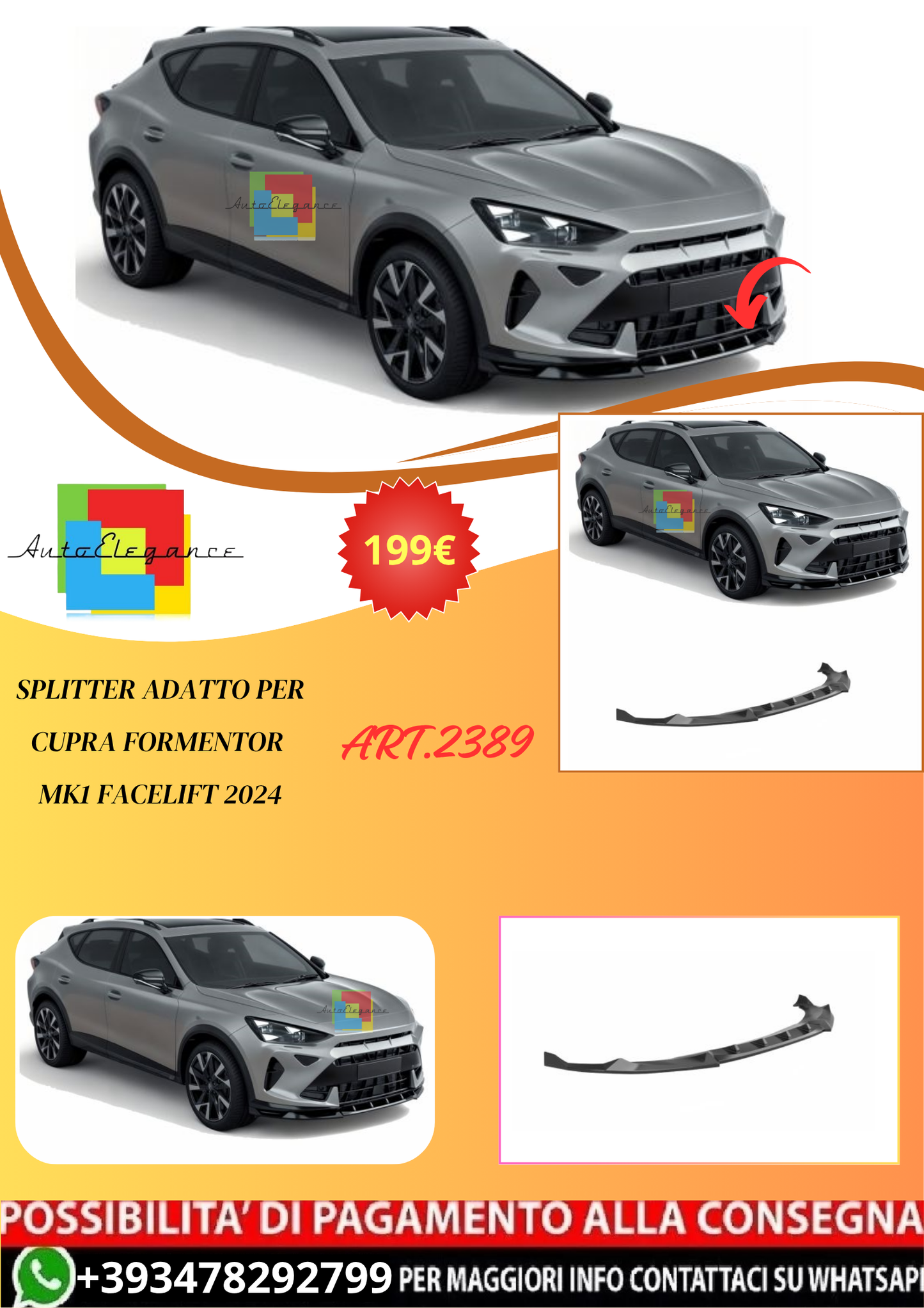 💫ART.2389 SPLITTER ADATTO PER CUPRA FORMENTOR MK1 FACELIFT 2024💫