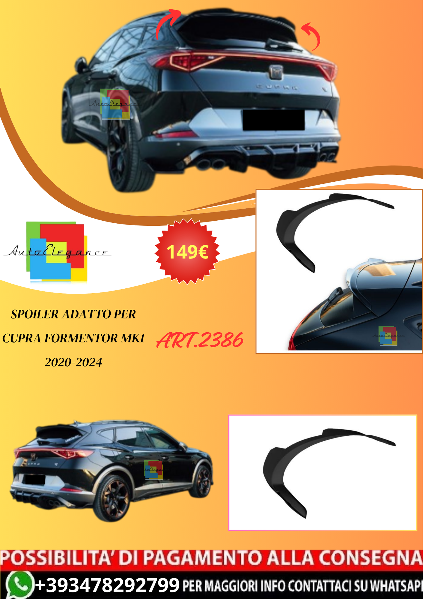 💫ART.2386 SPOILER ADATTO PER CUPRA FORMENTOR MK1 2020-2024💫