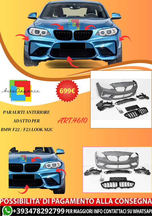 💫ART.4610 Paraurti Anteriore adatto per BMW F22 / F23 Look M2C💫