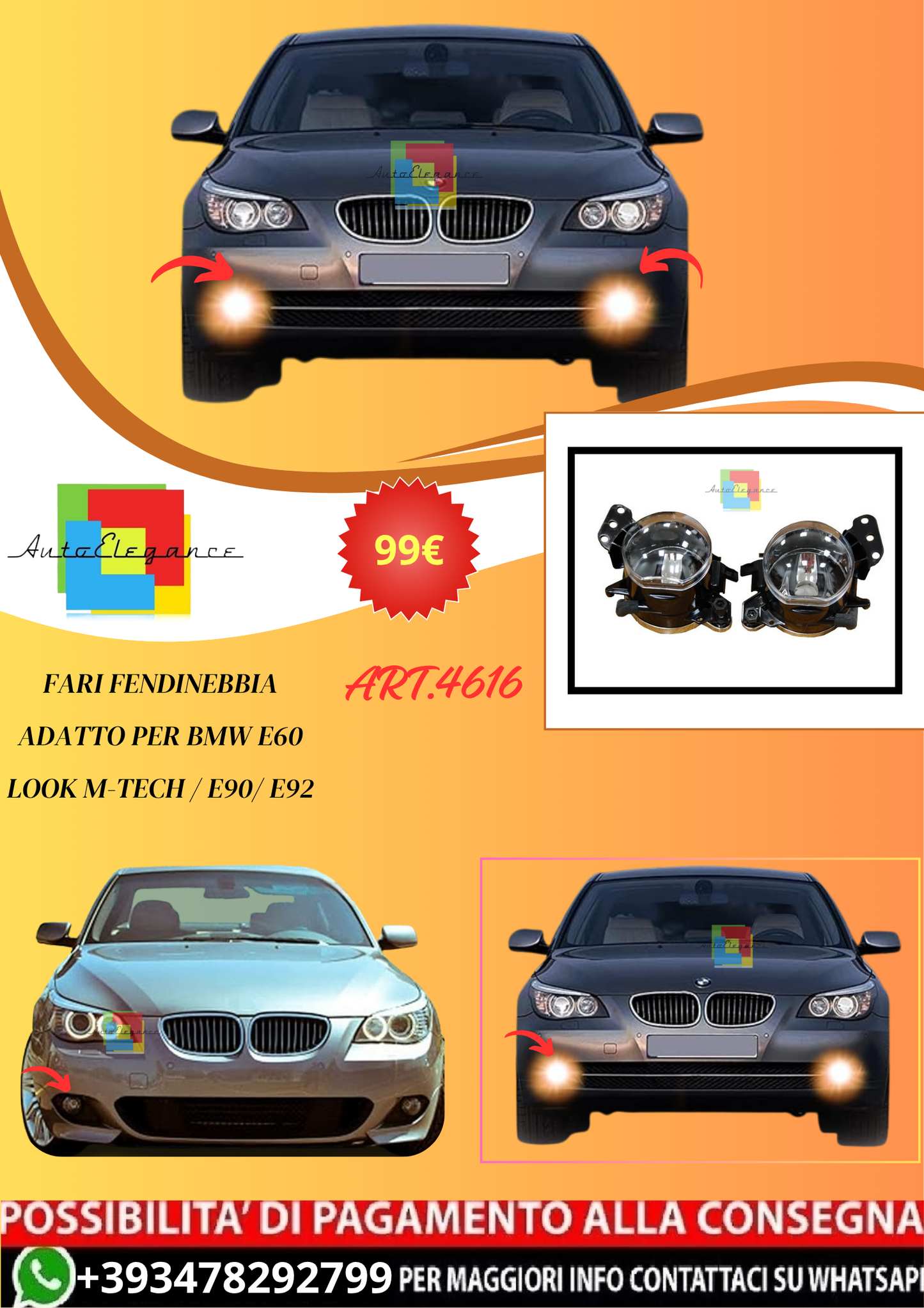 💫ART.4616 Fari Fendinebbia adatto per BMW E60 Look M-Tech / E90/ E92💫
