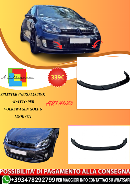 💫ART.4623 Splitter (Nero Lucido) adatto per Volkswagen Golf 6 Look GT💫