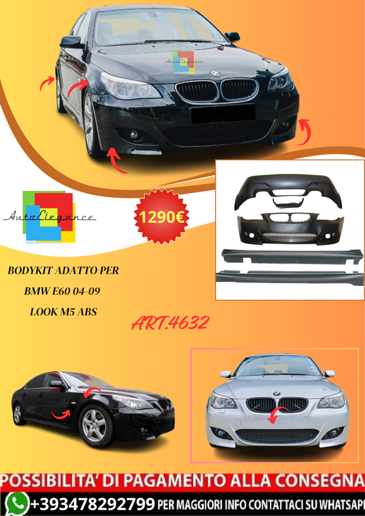 💫ART.4632 BODYKIT ADATTO PER BMW E60 2004-2009 Look M5 ABS💫