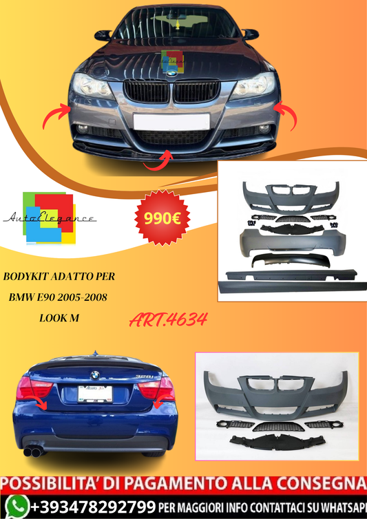 💫ART.4634 BODYKIT ADATTO PER BMW E90 2005-2008 Look M-TECH💫