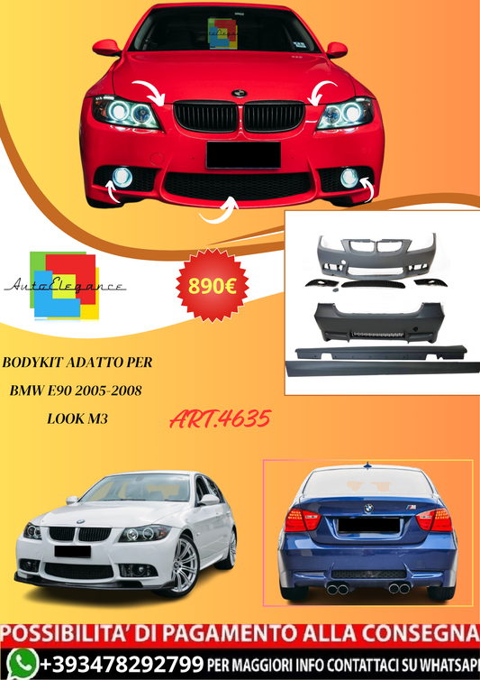 💫ART.4635 BODYKIT ADATTO PER BMW E90 2005-2008 Look M3 ABS💫