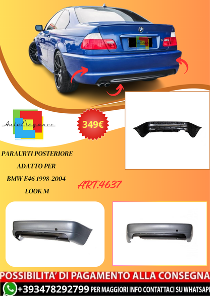 💫ART.4637 Paraurti Posteriore adatto per BMW E46 98-04 Look M💫