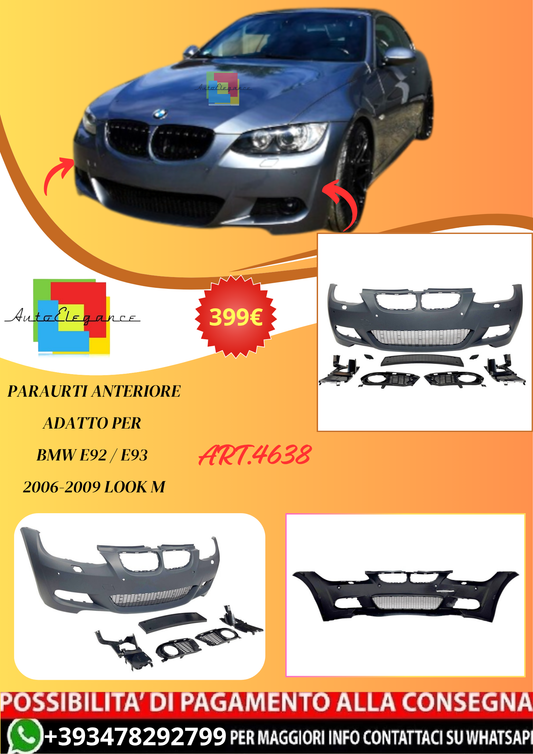 💫ART.4638 Paraurti Anteriore adatto per BMW E92 / E93 2006-2009 Look M💫