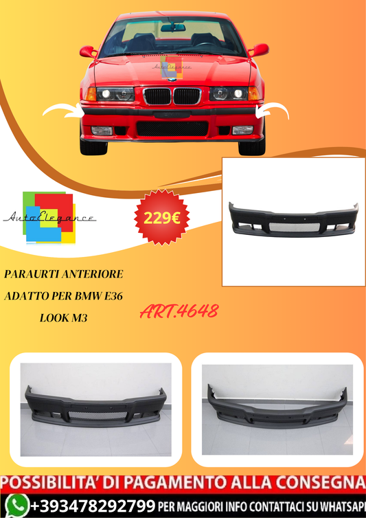 💫ART.4648 Paraurti Anteriore adatto per BMW E36 Look M3💫