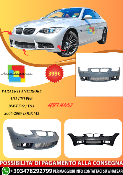 💫ART.4657 Paraurti Anteriore adatto per BMW E92 / E93 2006-2009 Look M3💫
