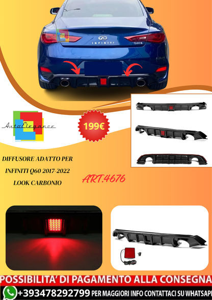 💫ART.4676 Diffusore adatto per Infiniti Q60 2017-2022 look Carbonio💫
