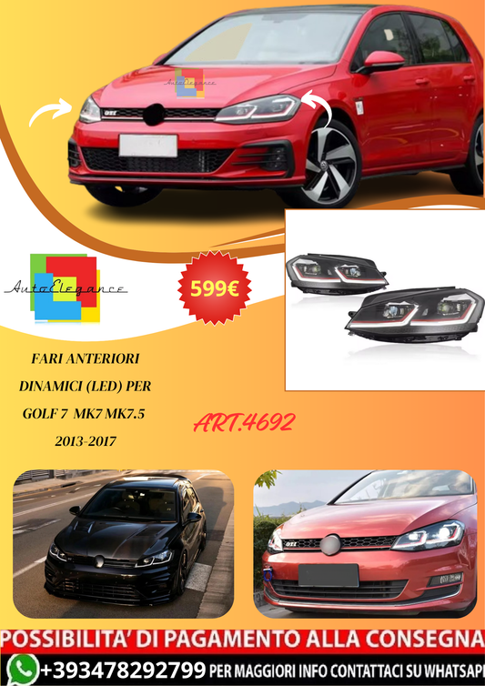 💫ART.4692 Fari Anteriori Dinamici (LED) per Golf 7  MK7 MK7.5 2013-2017💫