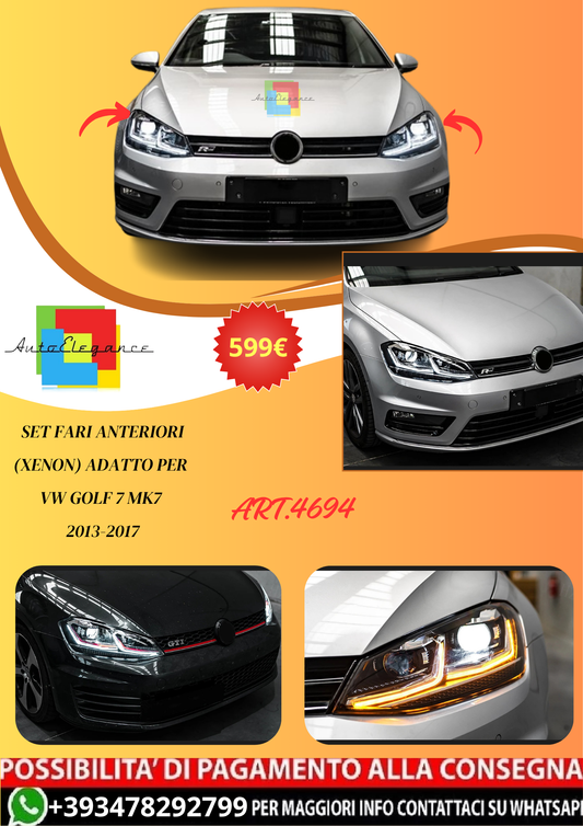 💫ART.4694 Fari Anteriori (Xenon) adatto per VW Golf 7 MK7 2013-2017💫