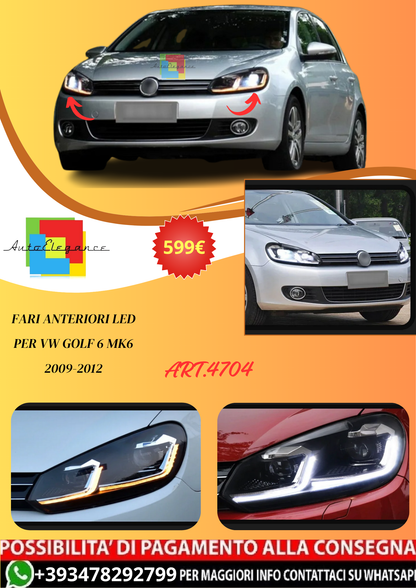 💫ART.4704 Fari Anteriori LED per VW Golf 6 Mk6 2009-2012💫