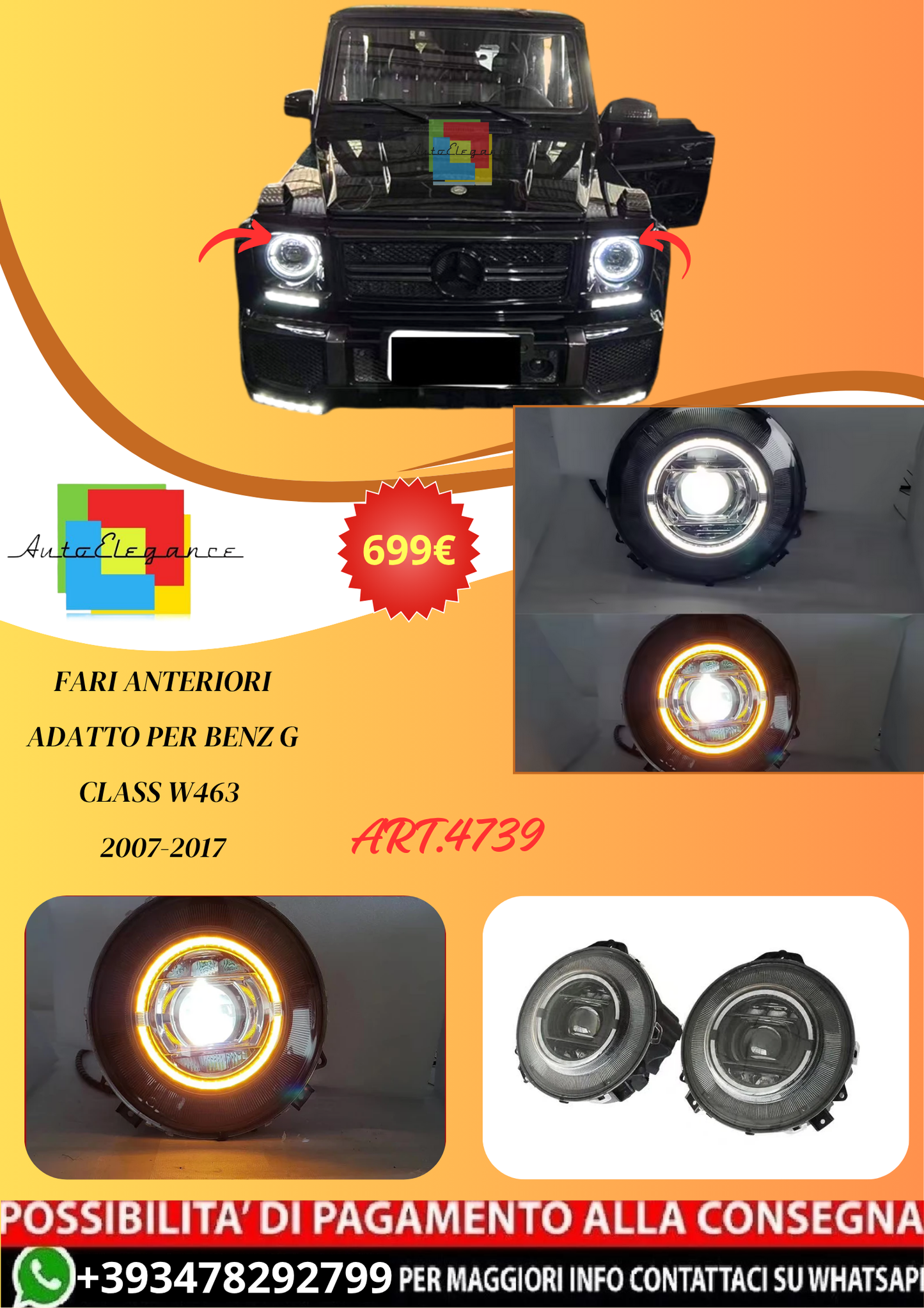 💫ART.4739 Fari Anteriori adatto per Benz G CLASS W463 2007-2017💫
