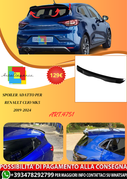 💫ART.4751 Spoiler adatto per Renault Clio MK5 2019-2024💫
