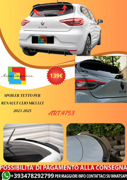 💫ART.4753 Spoiler Tetto per Renault Clio MK5 LCI 2023-2025💫
