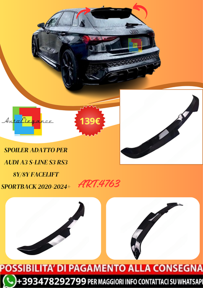 💫ART.4763 Spoiler adatto per Audi A3 S-Line S3 RS3 8Y/8Y Facelift 2020-2024+💫