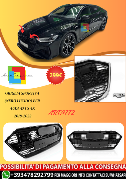 💫ART.4772 Griglia Sportiva (Nero Lucido) per AUDI A7 C8 4K 2018-2023💫