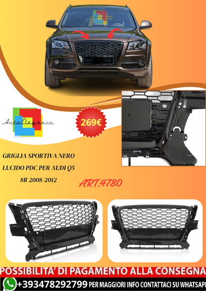 💫ART.4780 GRIGLIA SPORTIVA NERO LUCIDO PDC PER AUDI Q5 8R 2008-2012💫