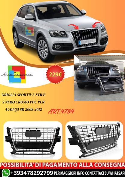 💫ART.4784 GRIGLIA SPORTIVA STILE S NERO CROMO PDC PER AUDI Q5 8R 2008-2012💫