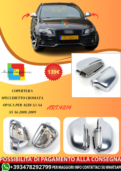 💫ART.4814 Copertura Specchietto Cromata Opaca per Audi A3 A4 A5 A6 2008-2009💫