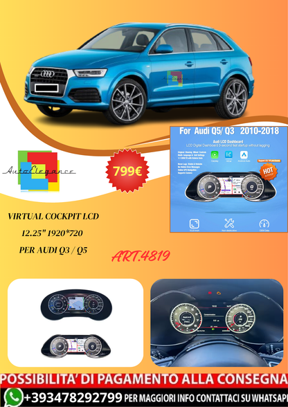 💫ART.4819 Virtual Cockpit LCD 12.25" 1920*720 per Audi Q3 / Q5 💫
