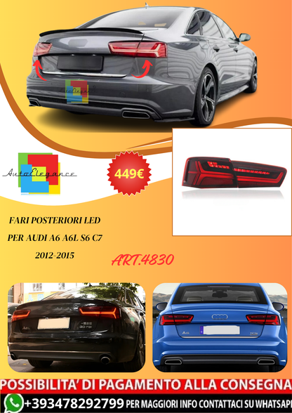 💫ART.4830 Fari Posteriori LED per Audi A6 A6L S6 C7 2012-2015💫