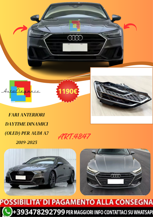 💫ART.4847 Fari Anteriori Daytime Dinamici (OLED) per Audi A7 2019-2025💫