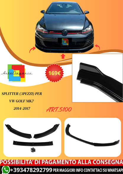 💫ART.5100 Splitter (3pezzi) Per VW Golf MK7 2014-2017💫