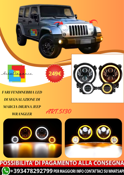 💫ART.5130 Fari Fendinebbia LED di segnalazione di marcia diurna Jeep WRANGLER💫