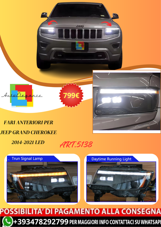 💫ART.5138 Fari Anteriori per Jeep Grand Cherokee 2014-2021 LED💫